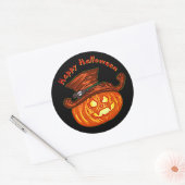 Sticker Rond Halloween Neon Glow Look Citrouille Party (Enveloppe)