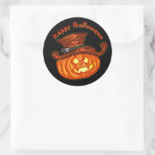 Sticker Rond Halloween Neon Glow Look Citrouille Party (Sac)