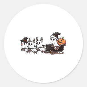 Sticker Rond Halloween Noël Père Noël Reindeer Ghost Happy G