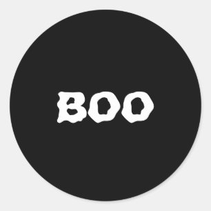 Sticker Rond Halloween noir et blanc éffrayant Boo