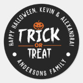 Sticker Rond Halloween Noir Stylé "Trick or Treat" Imprimer (Devant)