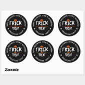 Sticker Rond Halloween Noir Stylé "Trick or Treat" Imprimer (Feuille)