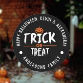 Sticker Rond Halloween Noir Stylé "Trick or Treat" Imprimer