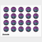 Sticker Rond Halloween noir, violet, turquoise (Feuille)