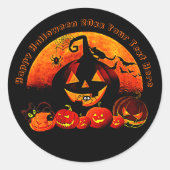 Sticker Rond Halloween Nom Année 20xx Glow Citrouille Chat Web (Devant)