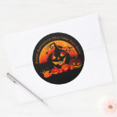 Sticker Rond Halloween Nom Année 20xx Glow Citrouille Chat Web (Enveloppe)