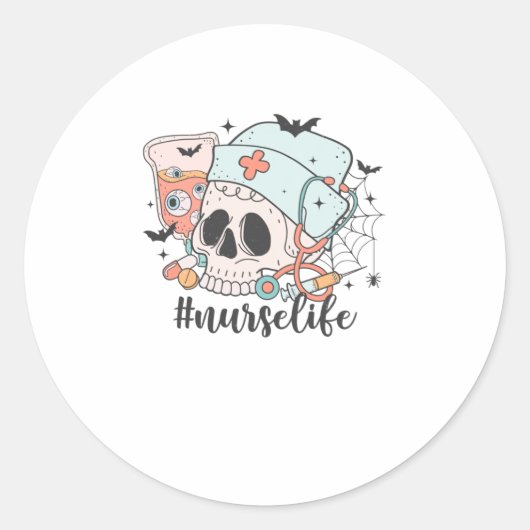 Sticker Rond Halloween #NurseLife - NurseLife (Devant)
