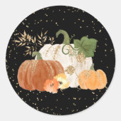 Sticker Rond Halloween Orange Citrouille Gold Floral (Devant)