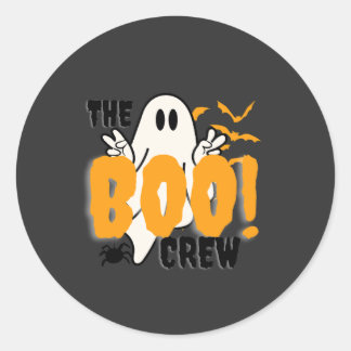 Sticker Rond Halloween orange de l'équipage Boo
