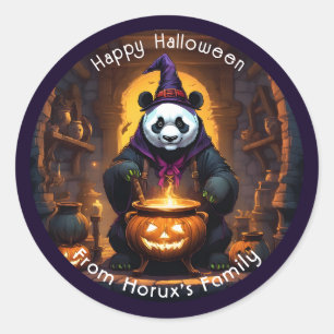 Sticker Rond Halloween Panda Magic