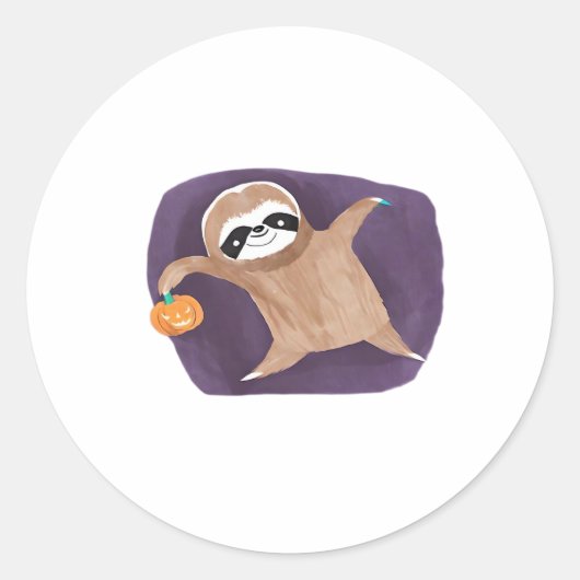 Sticker Rond Halloween paresse, citrouille, chauve-souris, arai (Devant)