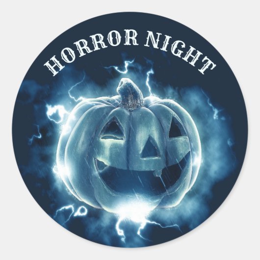 Sticker Rond Halloween Parti mal bleu Citrouille Horreur (Devant)