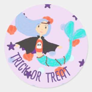 Sticker Rond Halloween Pastel Mermaid Vampire