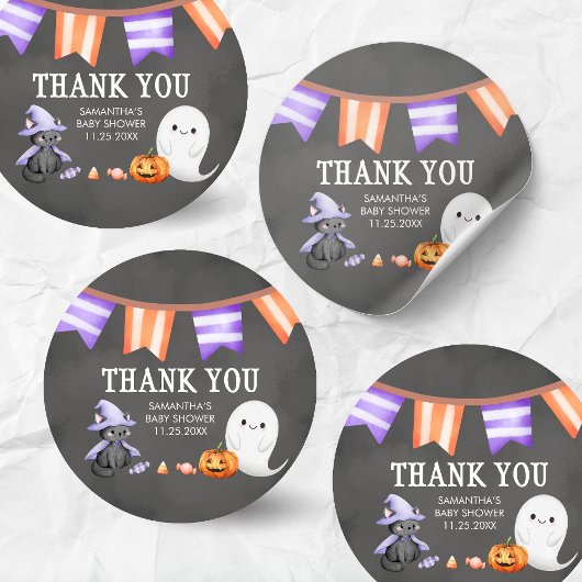 Sticker Rond Halloween Petit Boo Ghost Baby shower