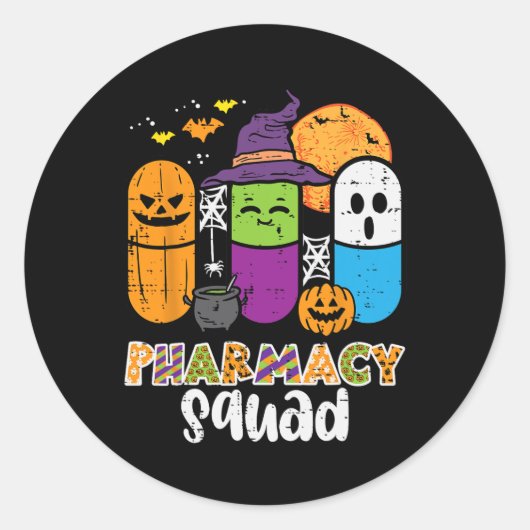 Sticker Rond Halloween Pharmacy Squad PIlls Costume Pharmaciste (Devant)