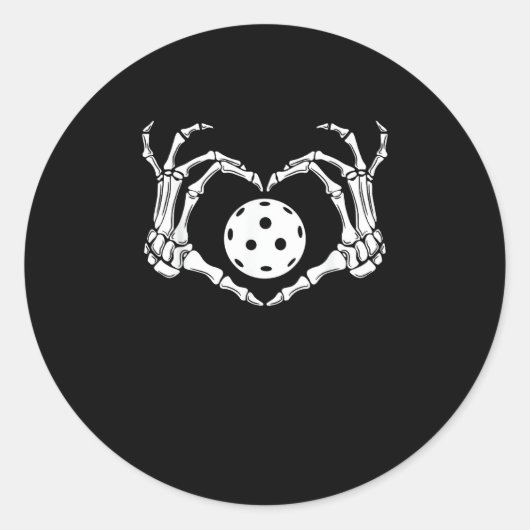 Sticker Rond Halloween Pickle Skeleton Mains de coeur (Devant)