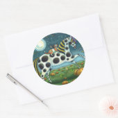 STICKER ROND HALLOWEEN PONY ET CHAT CHAT CHAT CHEVAL (Enveloppe)