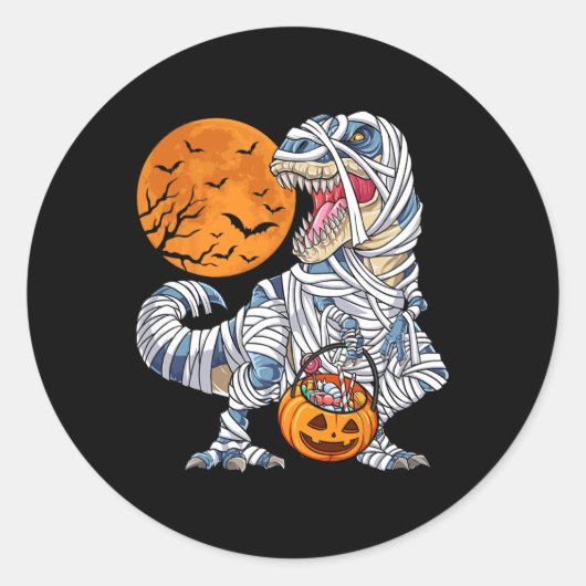 Sticker Rond Halloween Pour Les Garçons Hommes Dinosaure T Rex (Devant)