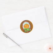 Sticker Rond Halloween pumpkin smiling whimsical and spooky (Enveloppe)