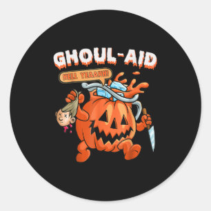 Sticker Rond Halloween rétro Ghoul Aid Funny Meurtre Citrouille