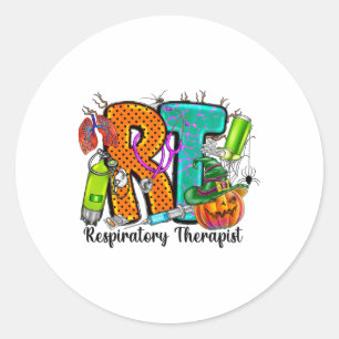Sticker Rond Halloween Rt Respiratory Therapy Éffrayant Rt Pump