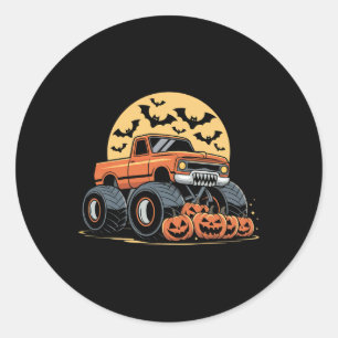 Sticker Rond Halloween S Pour Enfants Garçons Monster Truck Cit