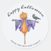 Sticker Rond Halloween Scarecrow avec Citrouille (Devant)