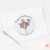 Sticker Rond Halloween Scarecrow avec Citrouille (Enveloppe)