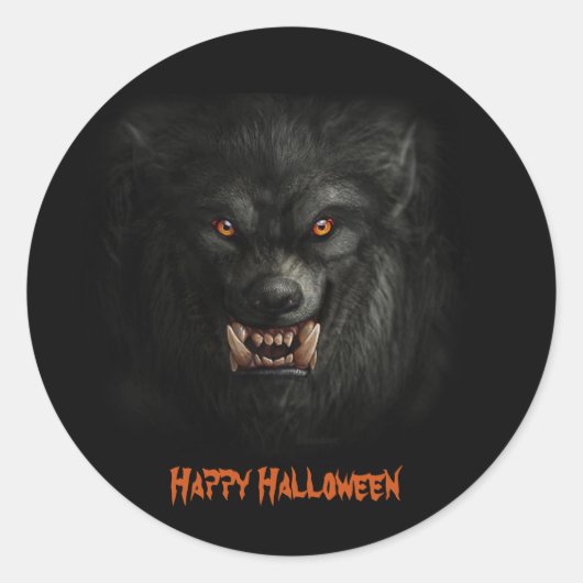 Sticker Rond Halloween Scary Werewolf (Devant)