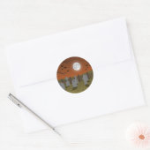 Sticker Rond Halloween : Scène de cimetière : (Enveloppe)