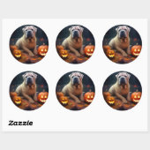 Sticker Rond Halloween Shar Pei Avec La Peur Citrouille (Feuille)
