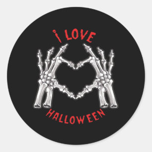 Sticker Rond Halloween Skeletal Mains Coeur drôle Dire