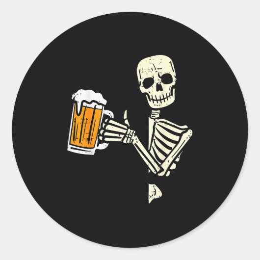 Sticker Rond Halloween Skeleton Dad Funny Lazy Skull Costume Pa (Devant)