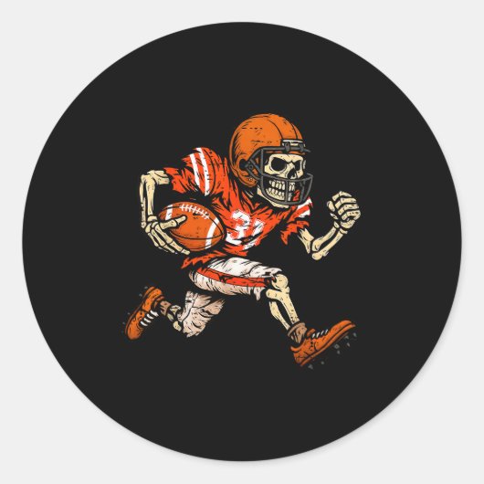 Sticker Rond Halloween Skeleton Football Player Soky Season Men (Devant)
