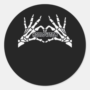 Sticker Rond Halloween - Skeleton Hands Heart