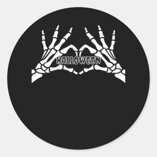 Sticker Rond Halloween - Skeleton Hands Heart (Devant)