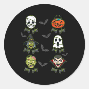Sticker Rond Halloween Skeleton Jeu sorcière Vampire Zombie Boy