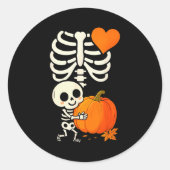 Sticker Rond Halloween Skeleton Pregnancy Announcement Soky Mom (Devant)