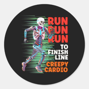 Sticker Rond Halloween Skeleton Runner Cardio Déplaisant Jogger