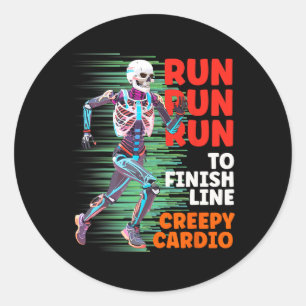 Sticker Rond Halloween Skeleton Runner Cardio Déplaisant Jogger