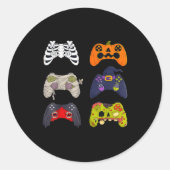 Sticker Rond Halloween Skeleton Zombie Gaming Controllers (Devant)