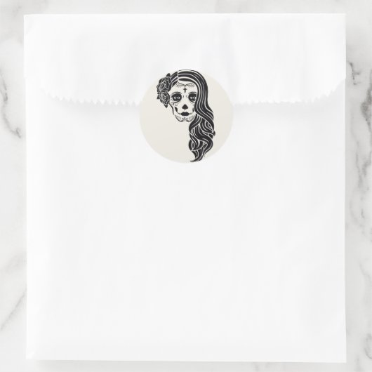 Sticker rond Halloween Skull Classic (Sac)
