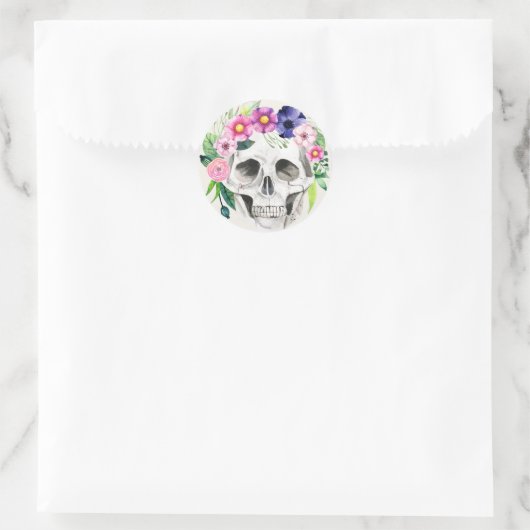 Sticker rond Halloween Skull Classic (Sac)