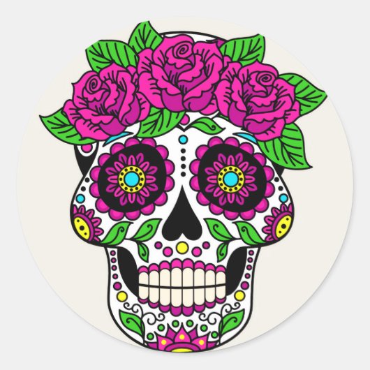 Sticker rond Halloween Skull Classic (Devant)