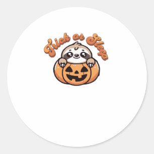 Sticker Rond Halloween Sloth Trick ou Sleep Jote Slote Citrouil