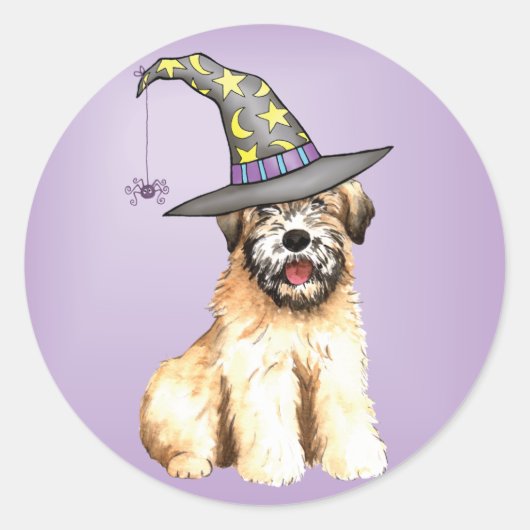 Sticker Rond Halloween Soft Coated Wheaten Terrier (Devant)
