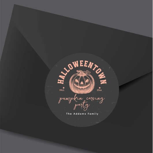 Sticker Rond Halloween Soirée Citrouille Orange Noir