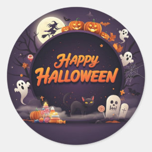 Sticker Rond Halloween sombres et heureux