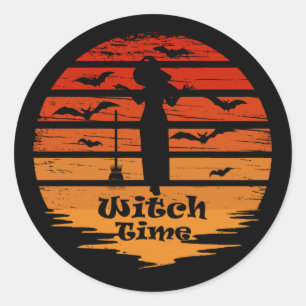 Sticker Rond Halloween sorcière