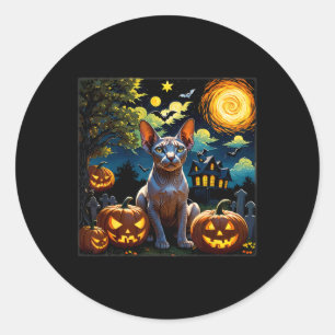 Sticker Rond Halloween Sphynx étoile